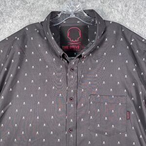 The Drive Clothing Shirt Mens 3XL Black Skulls Flaw Collar Has Wear To It